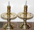 072371 ANTIQUE ENGLISH BRASS SINGLE CANDLESTICKS