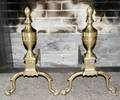 072363 ENGLISH BRASS ANDIRONS W CLAW  BALL FEET