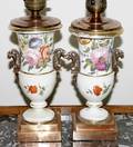 072358 PORCELAIN URNS CONVERTED TO LAMPS BRASS BASES