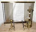 072365 AMERICAN BRASS FIREPLACE TOOLS ANDIRONS SCREEN