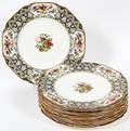CROWN DUCAL PORCELAIN DINNER PLATES TWELVE