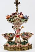 CAPODIMONTE ITALIAN POTTERY FLOWERING URN LAMP