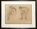 082398 MODERN CONTE CRAYONINK DRAWING NUDE  DANCER