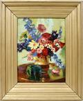082383 OIL ON CANVAS BOUQUET OF FLOWERS IN A VASE