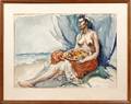 080475 WILLIAM FISHER WATERCOLOR NUDE FEMALE