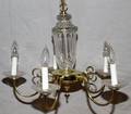 5 LIGHT CHANDELIER BRASS  GLASS