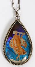 ART DECO STYLE STERLING  ENAMEL PENDANT