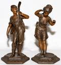 SPELTER FIGURES C 1900 PAIR