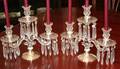 082416 ETCHED CUT GLASS CANDELABRA W STERLING BASES