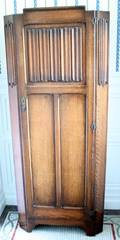 082426 ART DECO OAK WARDROBE W HANGING SPACE  KEY