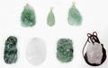 081524 ORIENTAL CARVED WHITE  GREEN JADE PENDANTS