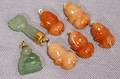081523 18KT GOLD SERPENTINE  CARNELIAN CHARMS