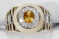 072457 YELLOW SAPPHIRE  DIAMOND GENTS ROLEX RING