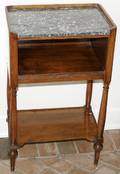 072430 COUNTRY FRENCH WALNUT STAND W BLACK MARBLE