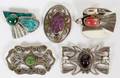 MEXICAN STERLING  SEMI PRECIOUS STONE BROOCHES