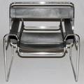 MARCEL BREUER STYLE LEATHER  CHROME CHAIR