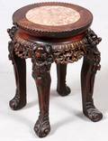 CHINESE HAND CARVED TEAKWOOD  MARBLE STAND