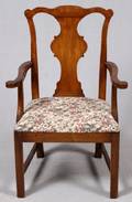CHIPPENDALE STYLE MAHOGANY OPEN ARM CHAIR