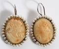 PAIR STERLING SILVER CAMEO EARRINGS STAR HALLMARK
