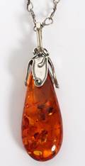 POLISH AMBER PENDANT STERLING CHAIN