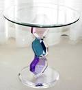 090543 ACRYLICBASE TABLE W GLASS TOP H19 DIA20