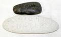 081561 INUIT CARVED STONE AXE HEAD  INSCRIBED FOSSIL
