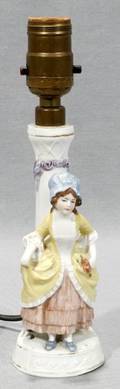 080536 GERMAN PORCELAIN LAMP MAIDEN HOLDING SKIRT
