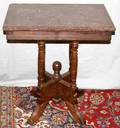 072499 AMERICAN EASTLAKE MARBLE  WALNUT PARLOR TABLE