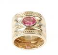 Large 18k Gold Pink Tourmaline  Diamond Ring