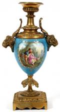 SEVRES STYLE PORCELAIN  GILT METAL MOUNTED URN