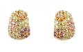 18k  Gemstone Huggie Earrings wFloral Motif