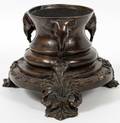 BRONZE MINIATURE PEDESTAL W ELEPHANT HEADS