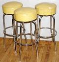 081596 ART DECO CHROME STOOLS W VINYL UPHOLSTERY