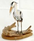 072547 SIGNED EDWIN HAWKS CARVED DRIFTWOOD HERON