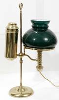071562 STUDENT BRASS LAMP W GREEN SHADE H 21