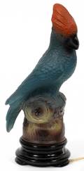 TIFFIN GLASS COCKATOO EVENING LAMP C 1925