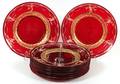 MURANO RED GLASS  ENAMEL PLATES C 1930 ELEVEN