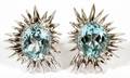 14KT WHITE GOLD  AQUAMARINE EARCLIPS PAIR