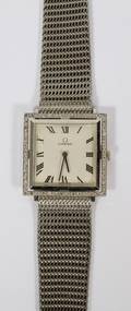 OMEGA 14 KT WHITE GOLD AND DIAMOND WATCH