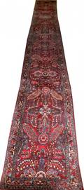 SAROUK HAND WOVEN WOOL RUNNER C 1940