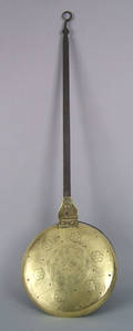 English brass and wrought iron warming pan late 17th c