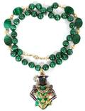 GOLD ENAMEL RUBY DIAMOND  MALACHITE NECKLACE