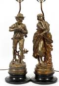 BRONZE FIGURES AFTER GAUDEZ  MOREAU PAIR