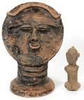 ASHANTI TERRACOTTA FUNERARY HEAD  FIGURE GHANA