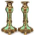 POTTERY  BRONZEMOUNTED CANDLESTICKS