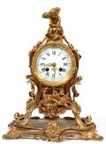 FRENCH ROCOCO STYLE BRONZE MANTEL CLOCK LATE 19THC