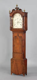 English mahogany tall case clock early 19th c