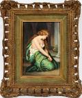 A J IVES GERMAN HAND PAINTED PORCELAIN PLAQUE