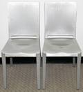 090049 ENECO HUDSON SATIN ALUMINUM SIDE CHAIRS PAIR