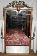 090047 FRENCH GILT WOOD  PORCELAIN WALL MIRROR